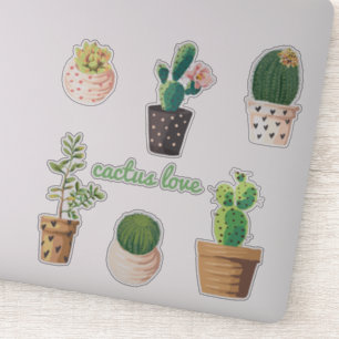 Adesivo Conjunto de Plantas de Cactus Potentes