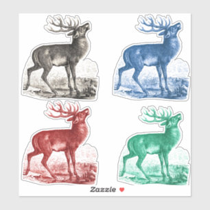 Adesivo Conjunto de Quatro Cerveja Toile Elegante Veado