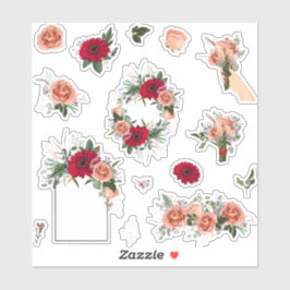 Adesivo Conjunto de rosas e flores de primavera