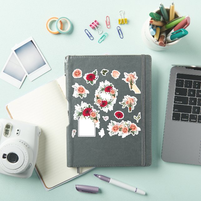 Adesivo Conjunto de rosas e flores de primavera (Capa para iPad)