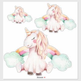 Adesivo Conjunto de Unicornos de Aquarela Whimsical