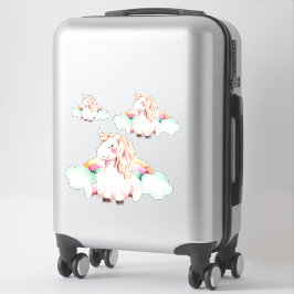 Adesivo Conjunto de Unicornos de Aquarela Whimsical
