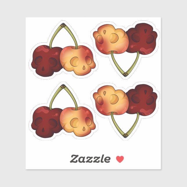 Adesivo Conjunto de Vinhetas de Cereja Doce (Folha)