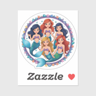 Adesivo Conjunto Divertido Personalizado de Amigas Sereias