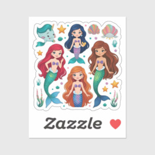 Adesivo Conjunto Divertido Personalizado de Amigas Sereias