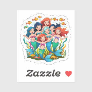 Adesivo Conjunto Divertido Personalizado de Amigas Sereias