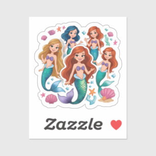 Adesivo Conjunto Divertido Personalizado de Amigas Sereias