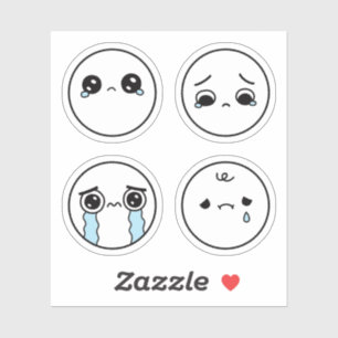 Adesivo Conjunto Emoji Sticker Quatro Rostos Tristes