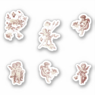 Adesivo Conjunto Fofo de Anjos Cupido Querubins Rosas Vint
