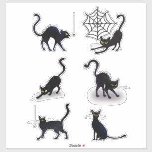 Adesivo Conjunto Halloween Black Cats and Spiders ID852