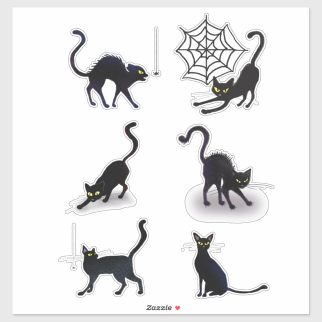 Adesivo Conjunto Halloween Black Cats and Spiders ID852 (Folha)