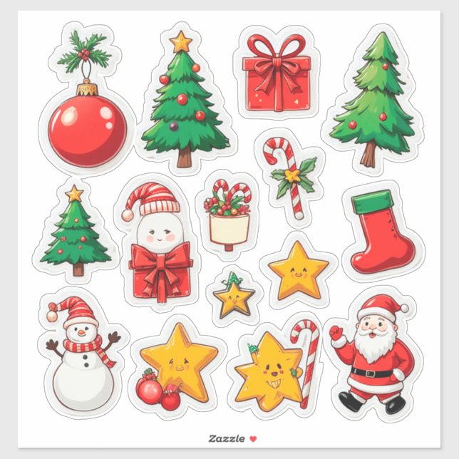 Adesivo Conjunto Natal Colorido (Folha)