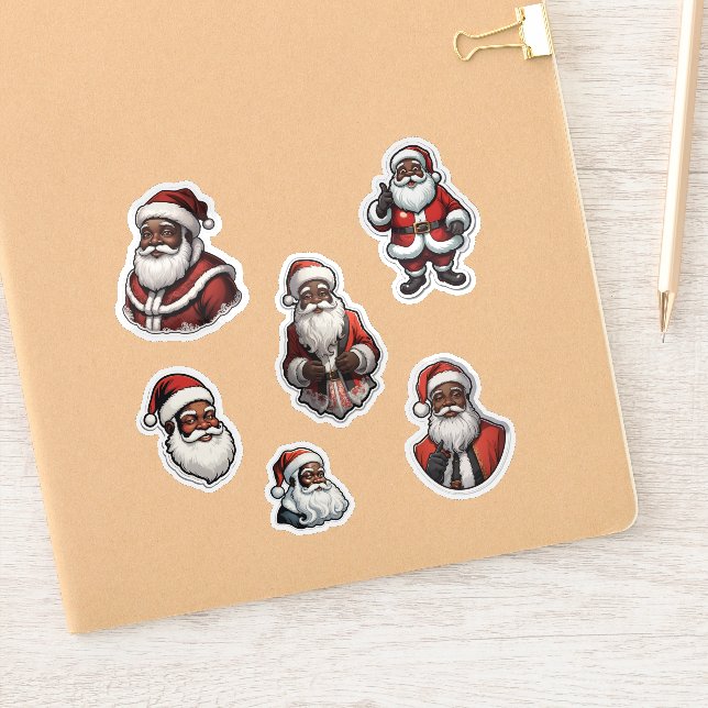 Adesivo Conjunto Retro de 6 pcs de Natal preto (Notebook)