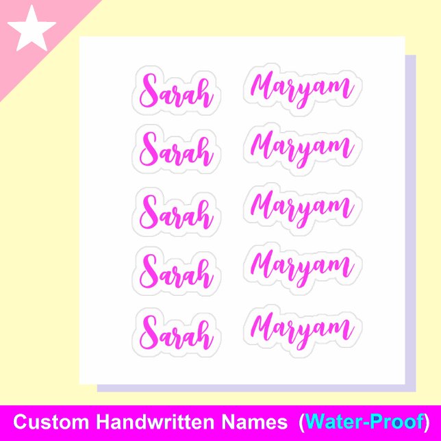 Adesivo (Conjunto Rosa de 10) Nome de Elegante Assinatura  (Elegant Signature Script Name Stickers for girls )