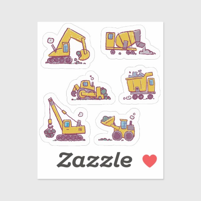 Adesivo Construção de diversão infantil e veículos (Folha)