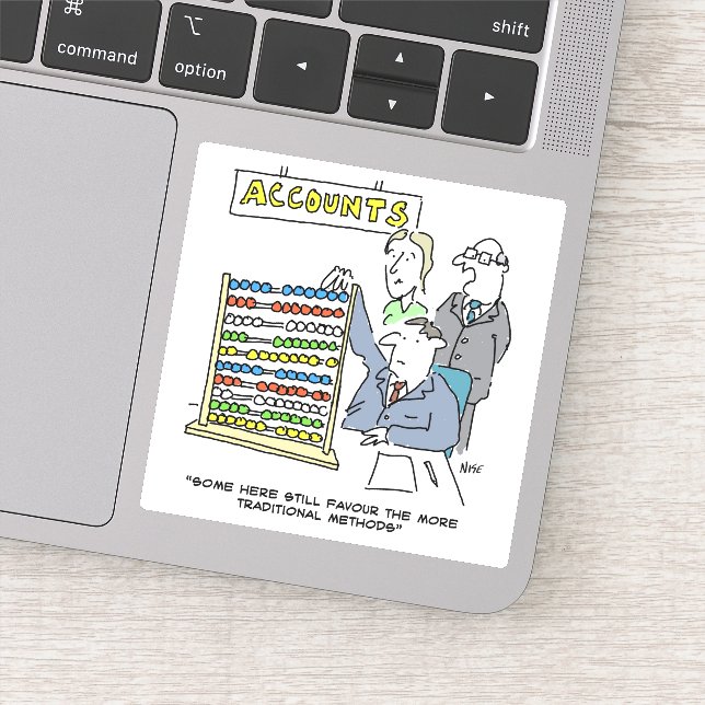 Adesivo Contabilista usando um Abacus no Trabalho. Engraça (Detalhe)