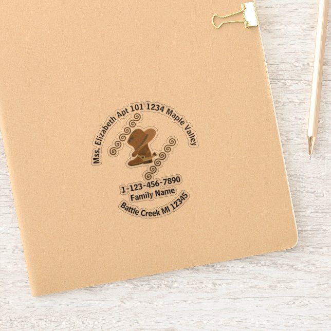 Adesivo Contato da Cowgirl Boots e da Família Hata (Notebook)