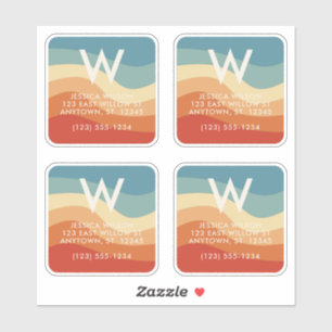 Adesivo Contato Pessoal com o Monograma com Faixa Retroati