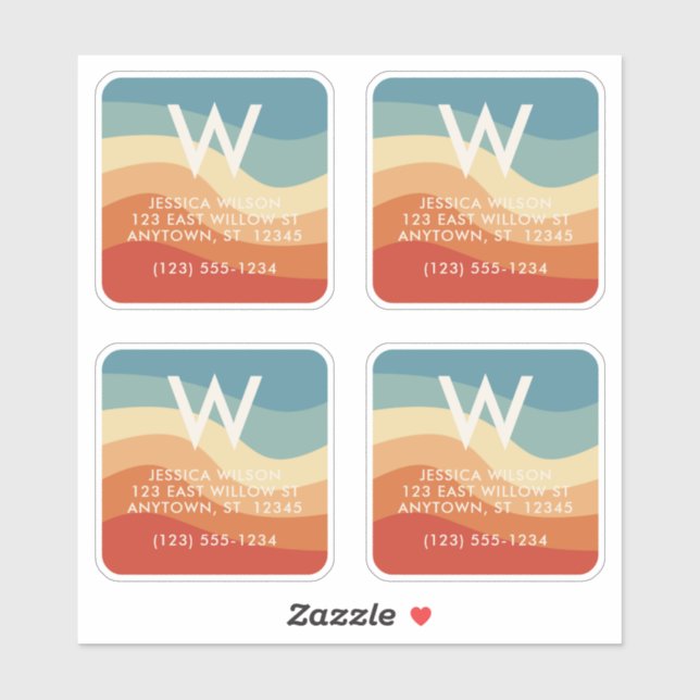 Adesivo Contato Pessoal com o Monograma com Faixa Retroati (Folha)