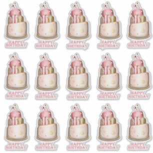 Adesivo Contorno cor-de-rosa elegante do bolo de