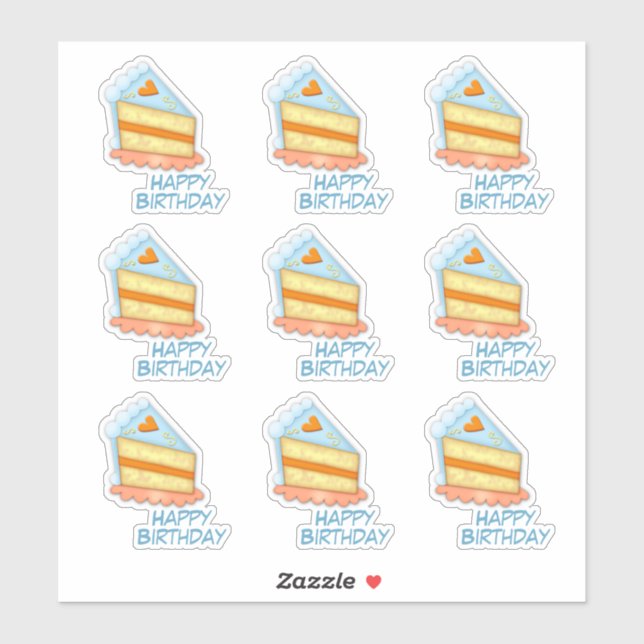 Adesivo Contorno do Bolo de Aniversário do Coração (Folha)