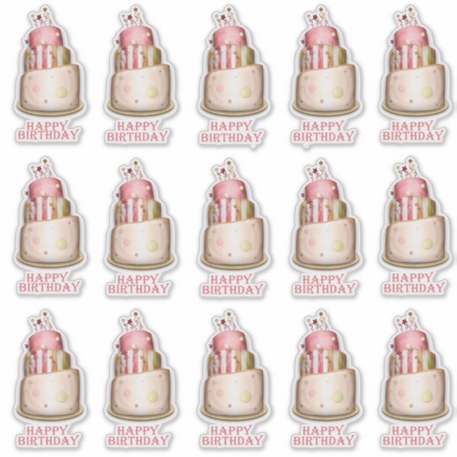 Adesivo Contorno do Bolo de Aniversário Rosa Elegante (Frente)