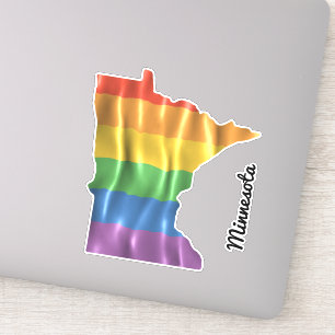 Adesivo Contorno do Estado do Rainbow Flag MN Minnesota
