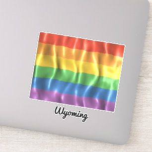 Adesivo Contorno do Estado do Rainbow Flag Wyoming WY