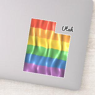 Adesivo Contorno do Estado UT do Rainbow Flag Utah
