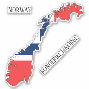 Adesivo Contorno do Mapa de Sinalizador da Noruega