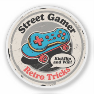 Adesivo Controlador de Skate Street Gamer Retro Tricks
