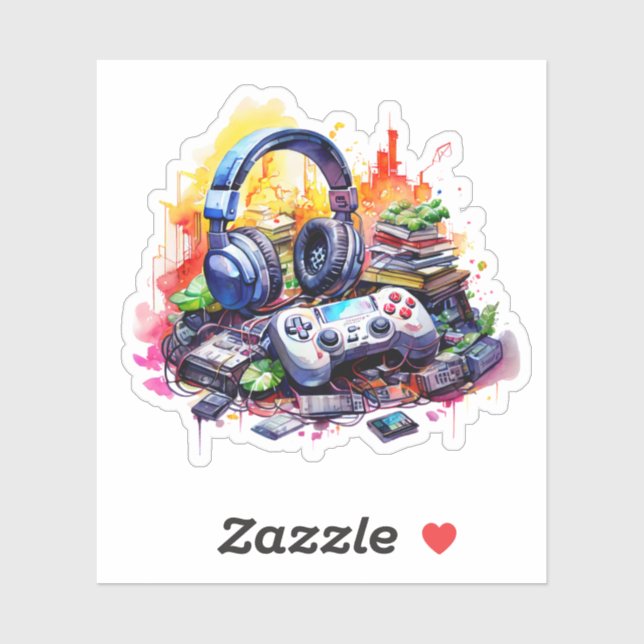 Adesivo Controlador de Vídeo, Fones de Ouvido, Livros Juve (Folha)