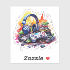 Adesivo Controladora de vídeo, Fones de ouvido, Livros Ado