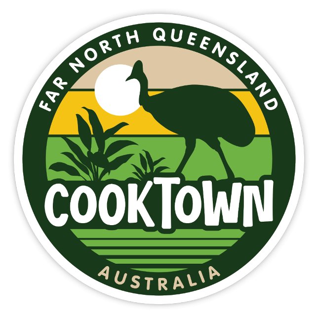 Adesivo Cooktown, Queensland Austrália Sticker (Cooktown Far North Queensland, Australia Retro Round Sticker)
