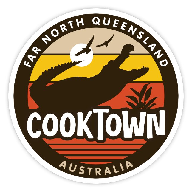 Adesivo Cooktown, Queensland Austrália Sticker (Cooktown Far North Queensland, Australia Retro Round Sticker)