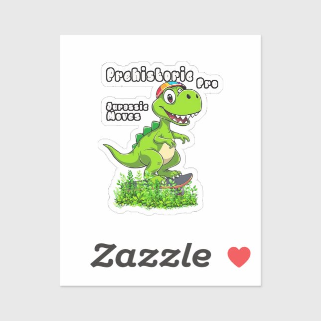 Adesivo Cool Dino on a Skateboard (Folha)