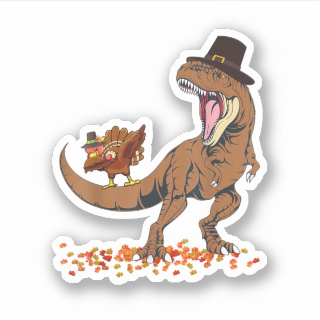 Adesivo Coolest Turkey Trex Dinosaur Happy Thanksgiving Bo (Frente)
