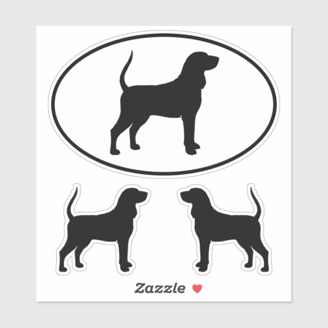 Adesivo Coonhound Dog Breed Silhouettes Vinil Sticker Set (Folha)