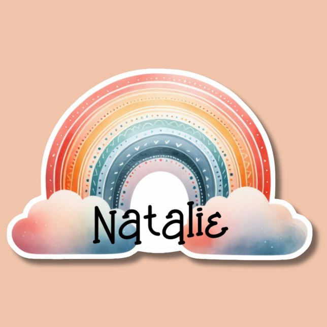 Adesivo Coor Boho Arco Arco-Íris Monograma à Prova de Água (Criador carregado)