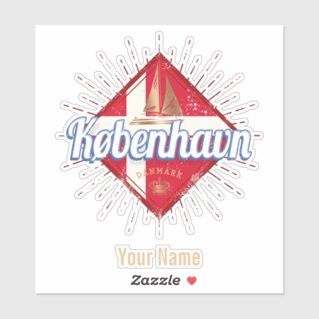 Adesivo Copenhaga Capital Dinamarca - Navio retrô à vela (Folha)