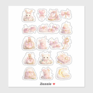 Adesivo Coquette de Urso de Pelúcia Bunny Pastel Suave