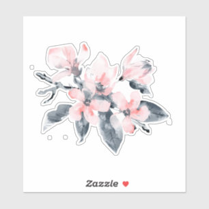 Adesivo Cor d'água das flores rosa e Cinzas
