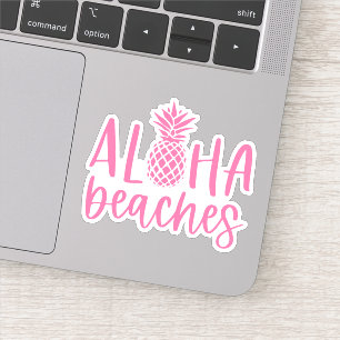 Adesivo Cor de Rosa Aloha Beaches Abacaxi Tropical de Ve