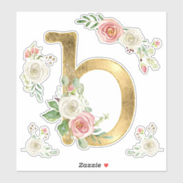 Adesivo Cor Floral Rosa do Monograma Inicial B Monograma