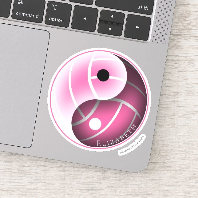 Adesivo cor rosa ou QUALQUER yin yang voleibol personaliza (Detalhe)