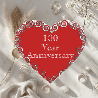 Adesivo Coração 100 Year Anniversary Milestone Romantic Modern 