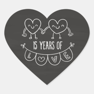 Adesivo Coração 15 Anniversário Gift Chalk Hearts