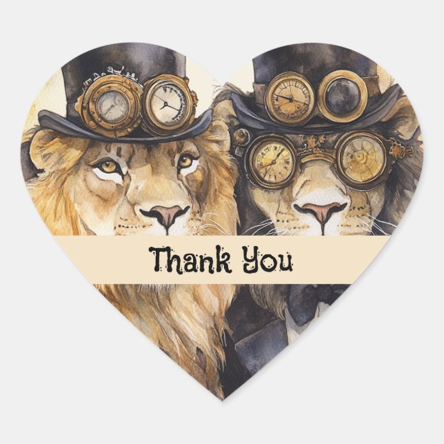 Adesivo Coração 2 leões machos (Frente)