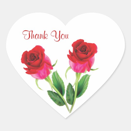 Adesivo Coração 2 rosas vermelhas que Wedding o obrigado você |  Zazzle.com.br