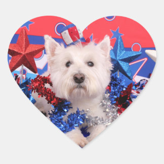 Adesivo Coração 4 de julho - Westie - Polo